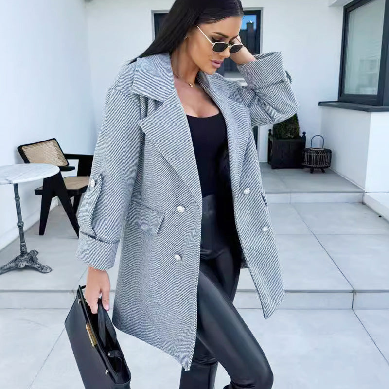 ✨Get 65% off💖Women's Solid Color Double Breasted Coat