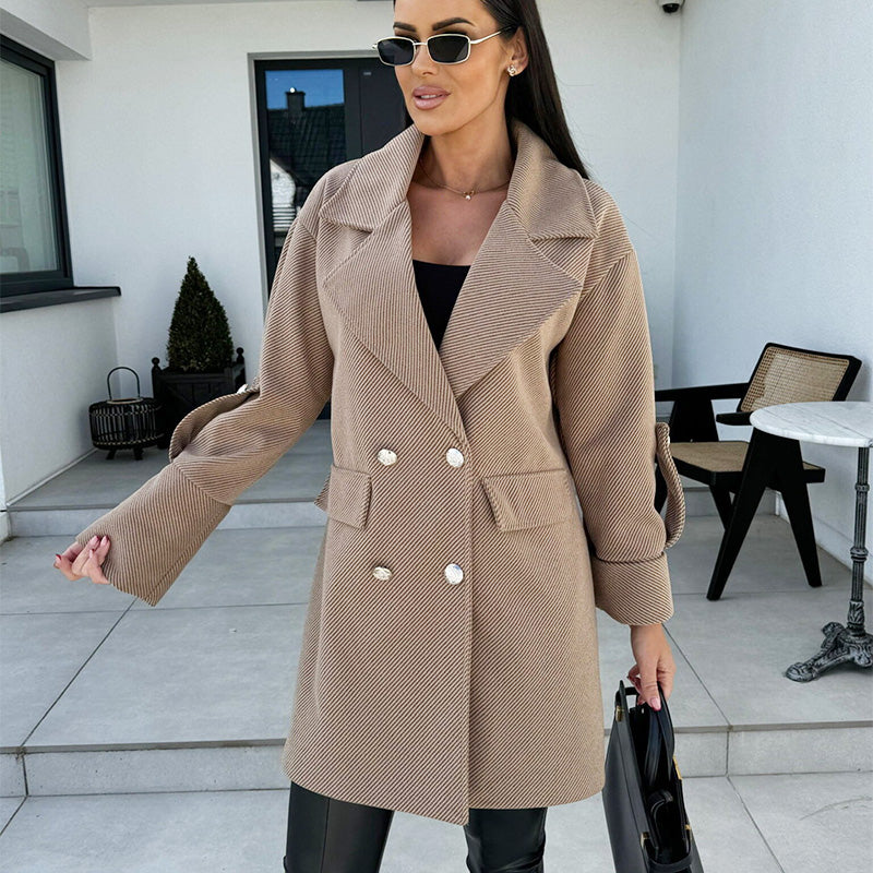 ✨Get 65% off💖Women's Solid Color Double Breasted Coat