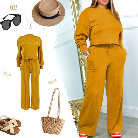 🍂Fall Specials🍂Women’s Comfortable Solid Color Casual Sports 2-piece Set