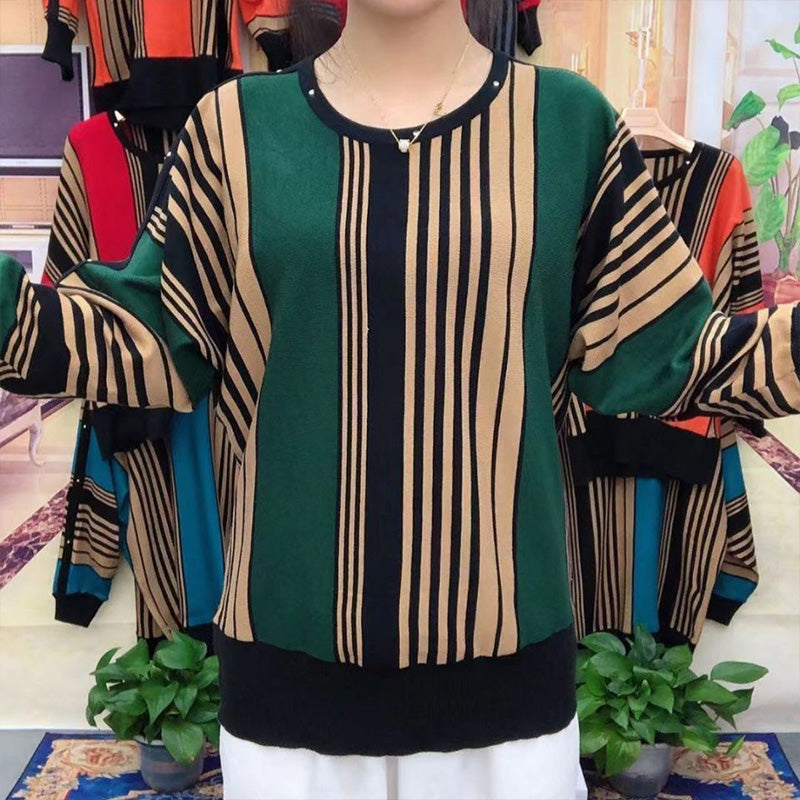 ✨New Arrival✨Stylish Women's Loose Striped Two-Color Top