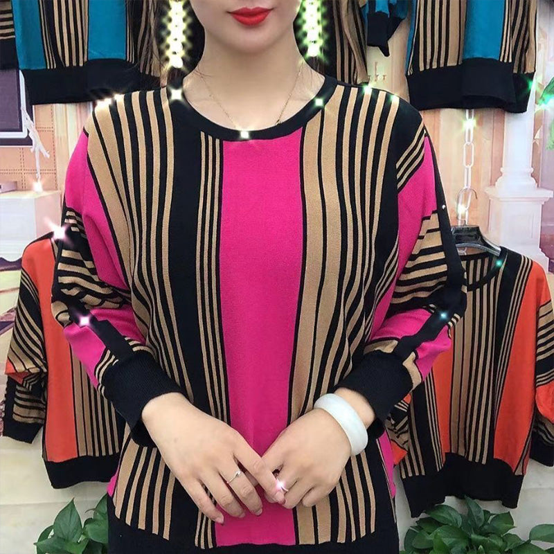 ✨New Arrival✨Stylish Women's Loose Striped Two-Color Top