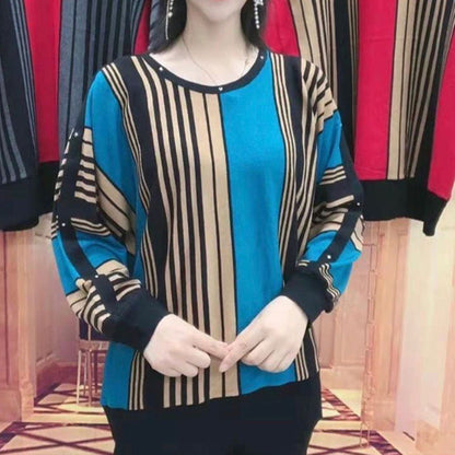 ✨New Arrival✨Stylish Women's Loose Striped Two-Color Top