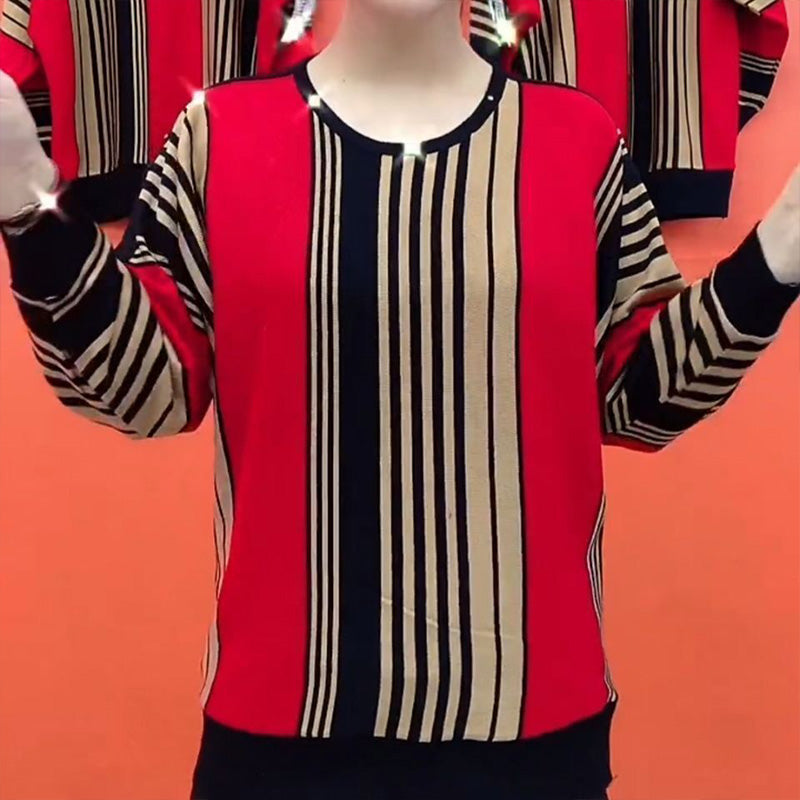 ✨New Arrival✨Stylish Women's Loose Striped Two-Color Top