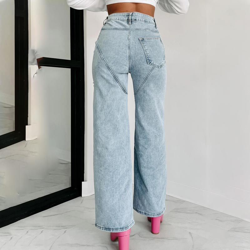 🔥Autumn new style 60% OFF🔥Women’s Rhinestone Ripped Straight-leg Jeans