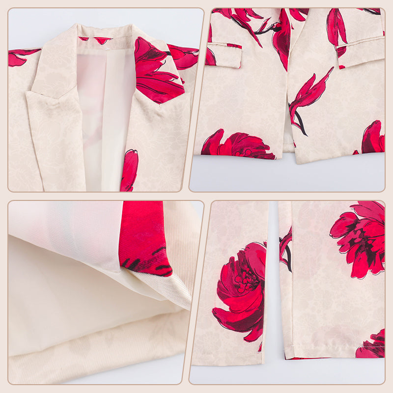 ✨New Arrival✨Women's Floral Print Long Sleeve Lapel Blazer & Pants Set