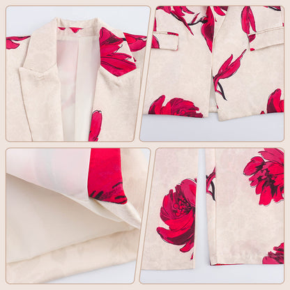 ✨New Arrival✨Women's Floral Print Long Sleeve Lapel Blazer & Pants Set