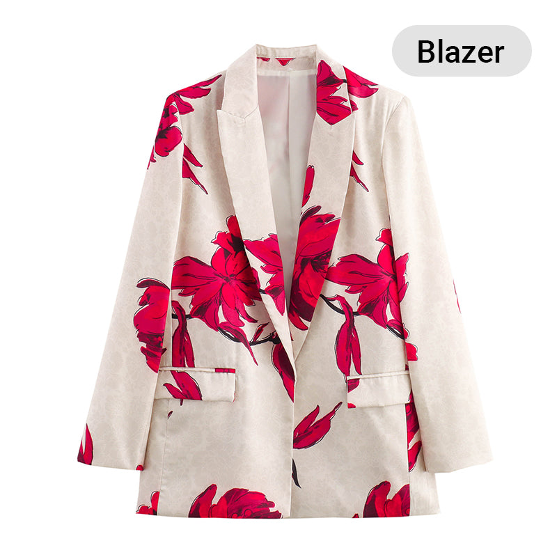 ✨New Arrival✨Women's Floral Print Long Sleeve Lapel Blazer & Pants Set