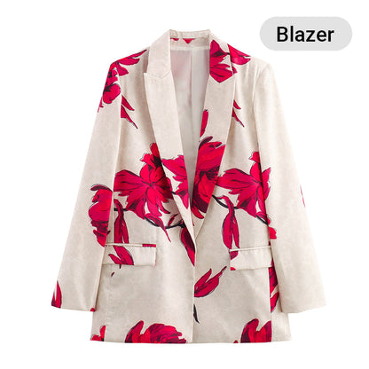 ✨New Arrival✨Women's Floral Print Long Sleeve Lapel Blazer & Pants Set