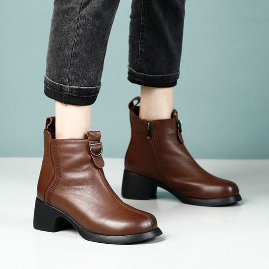 🌷Limited Time 54% OFF💞Retro Round Toe Chunky Block Heel Ankle Boots