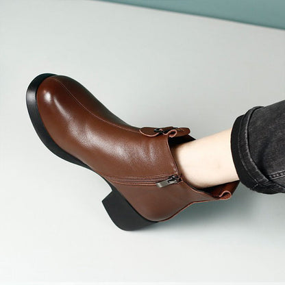 🌷Limited Time 54% OFF💞Retro Round Toe Chunky Block Heel Ankle Boots