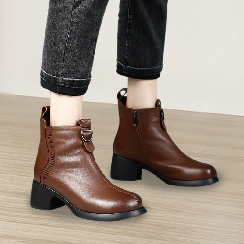 🌷Limited Time 54% OFF💞Retro Round Toe Chunky Block Heel Ankle Boots