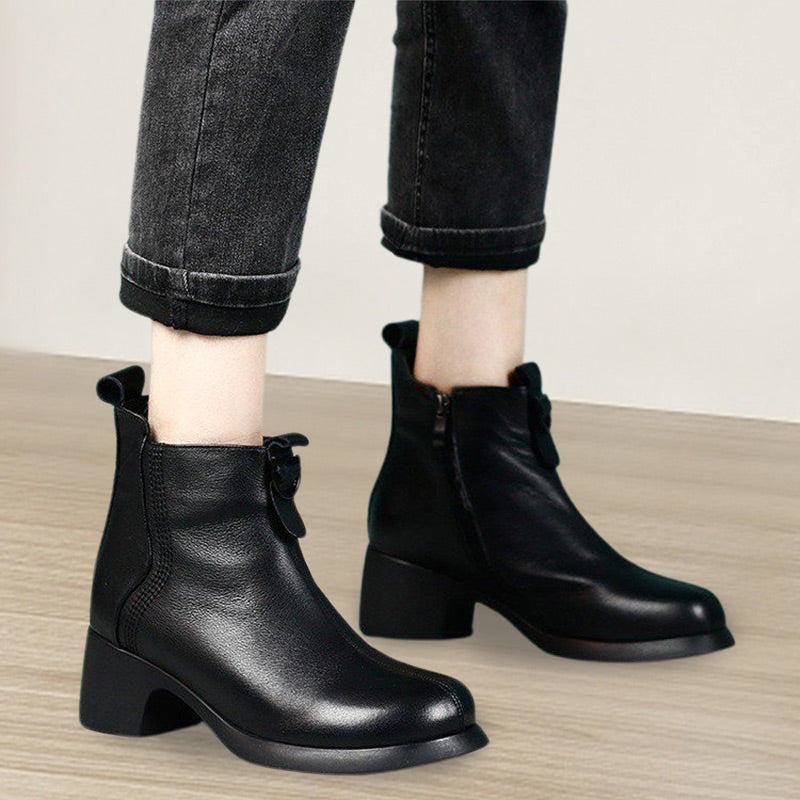 🌷Limited Time 54% OFF💞Retro Round Toe Chunky Block Heel Ankle Boots