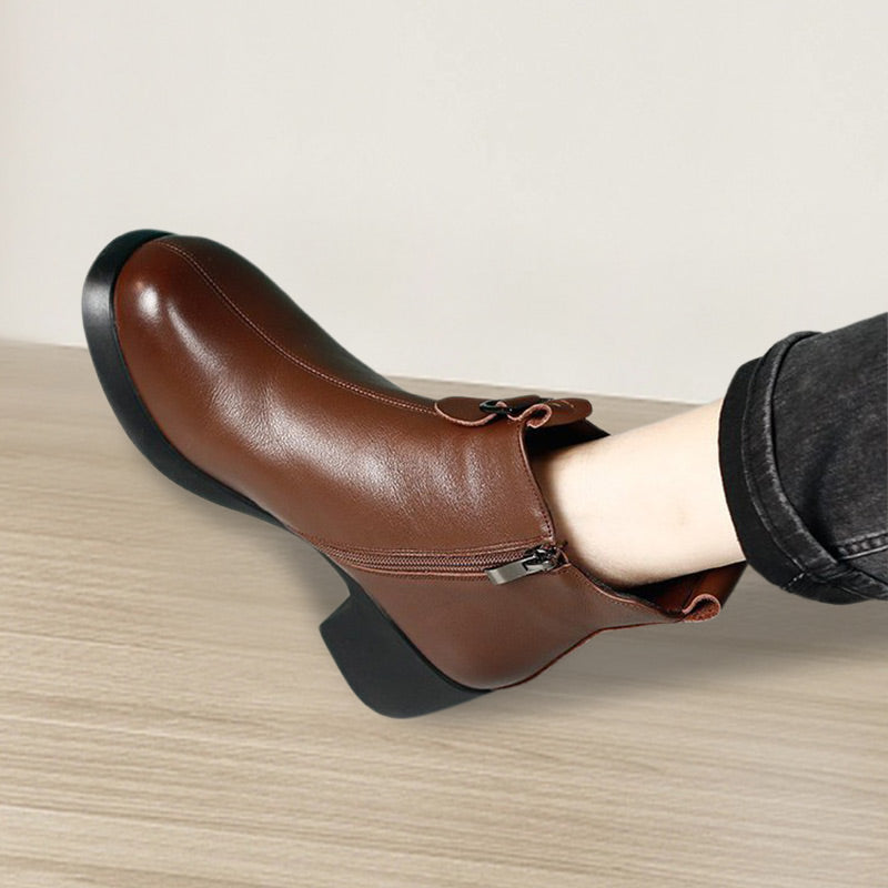 🌷Limited Time 54% OFF💞Retro Round Toe Chunky Block Heel Ankle Boots