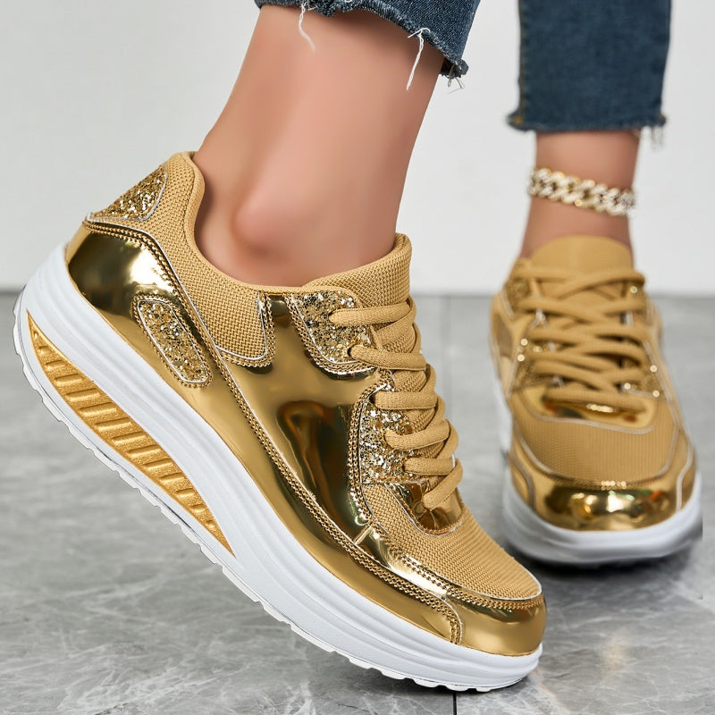 🍂Einde herfst specials🍂Trendy casual glinsterende platform sneakers voor dames✨