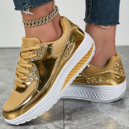 🍂Einde herfst specials🍂Trendy casual glinsterende platform sneakers voor dames✨