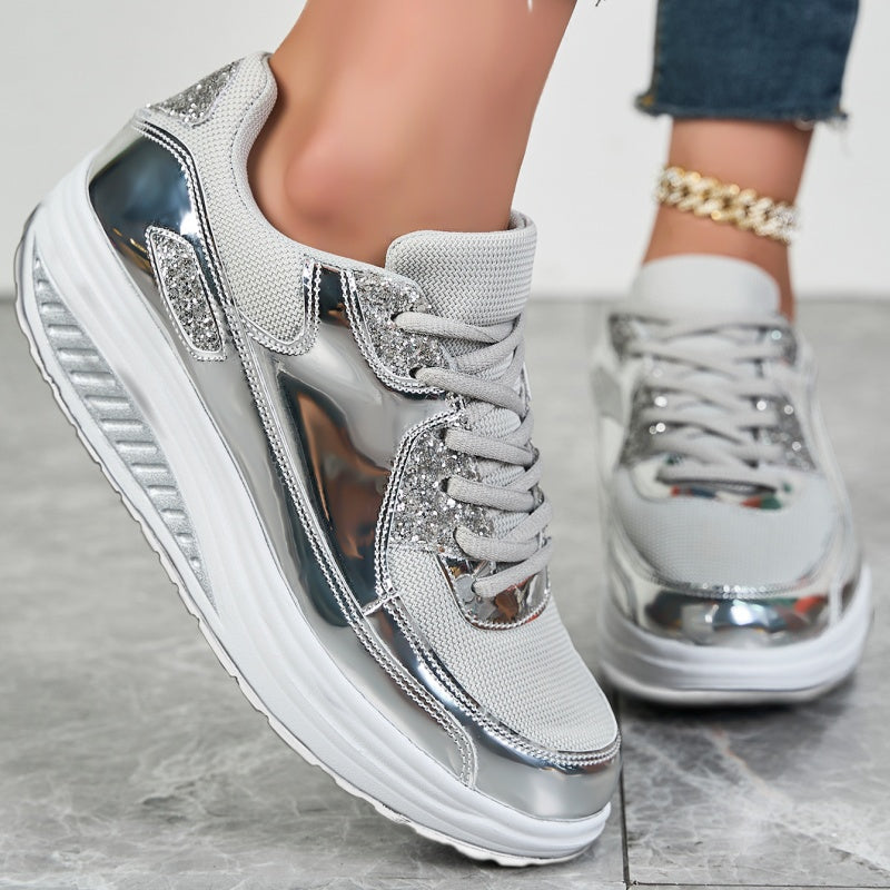 🍂Einde herfst specials🍂Trendy casual glinsterende platform sneakers voor dames✨