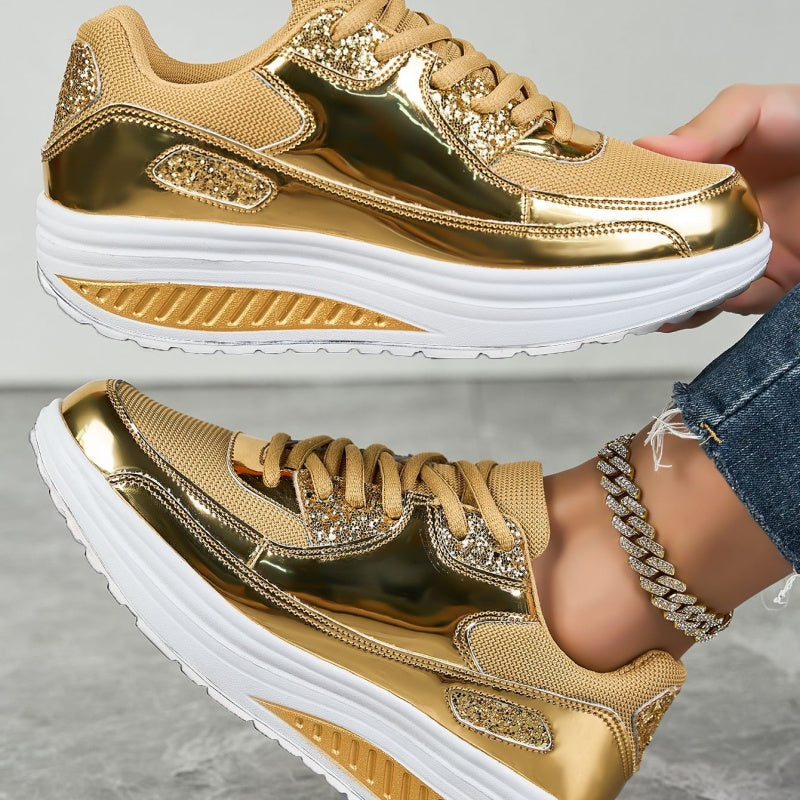 🍂Einde herfst specials🍂Trendy casual glinsterende platform sneakers voor dames✨