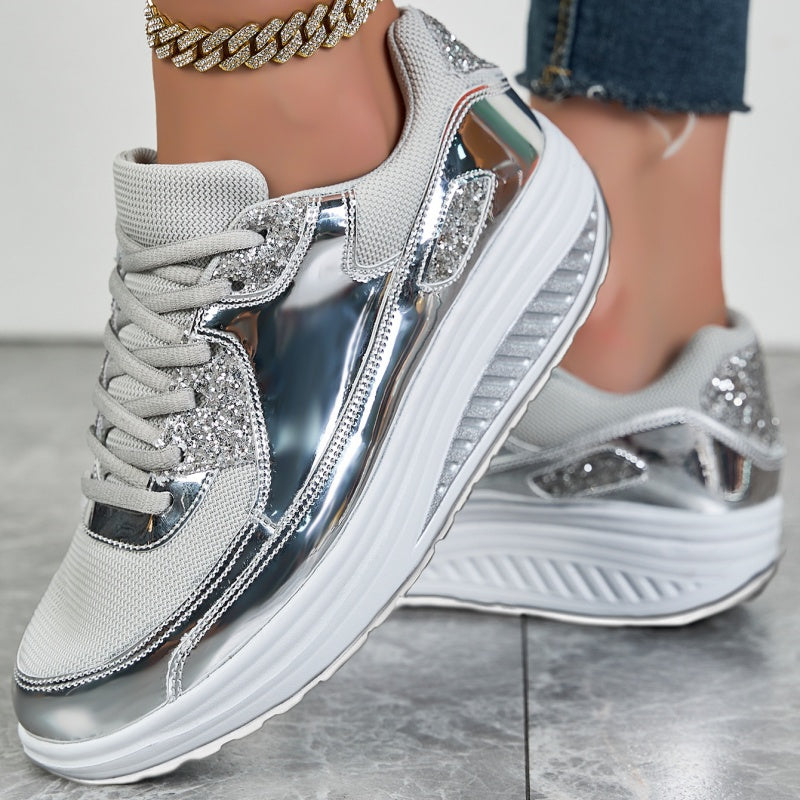 🍂Einde herfst specials🍂Trendy casual glinsterende platform sneakers voor dames✨
