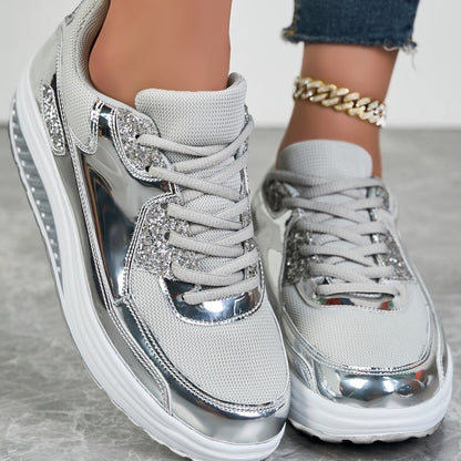 🍂Einde herfst specials🍂Trendy casual glinsterende platform sneakers voor dames✨