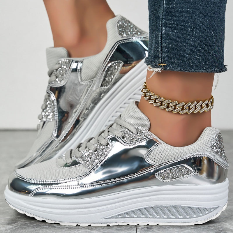 🍂Einde herfst specials🍂Trendy casual glinsterende platform sneakers voor dames✨