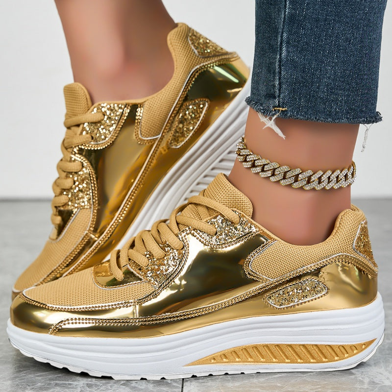 🍂Einde herfst specials🍂Trendy casual glinsterende platform sneakers voor dames✨