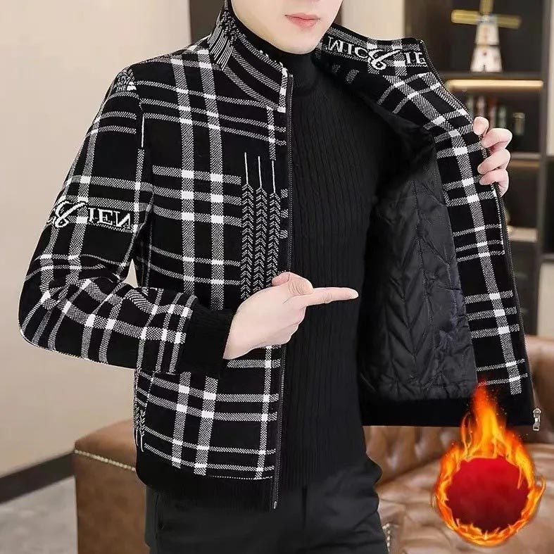 🌷Limited Time 59% OFF💞Men’s Stylish Padded Thick Tweed Jacket with Stand Collar