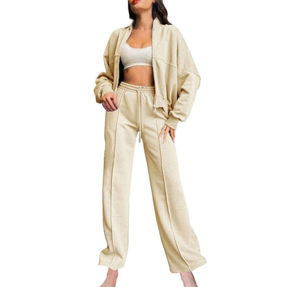 🍂Autumn discount 55%🍂Women's Long Sleeve Zip Coat Drawstring Sweatpants 2-Piece Sets