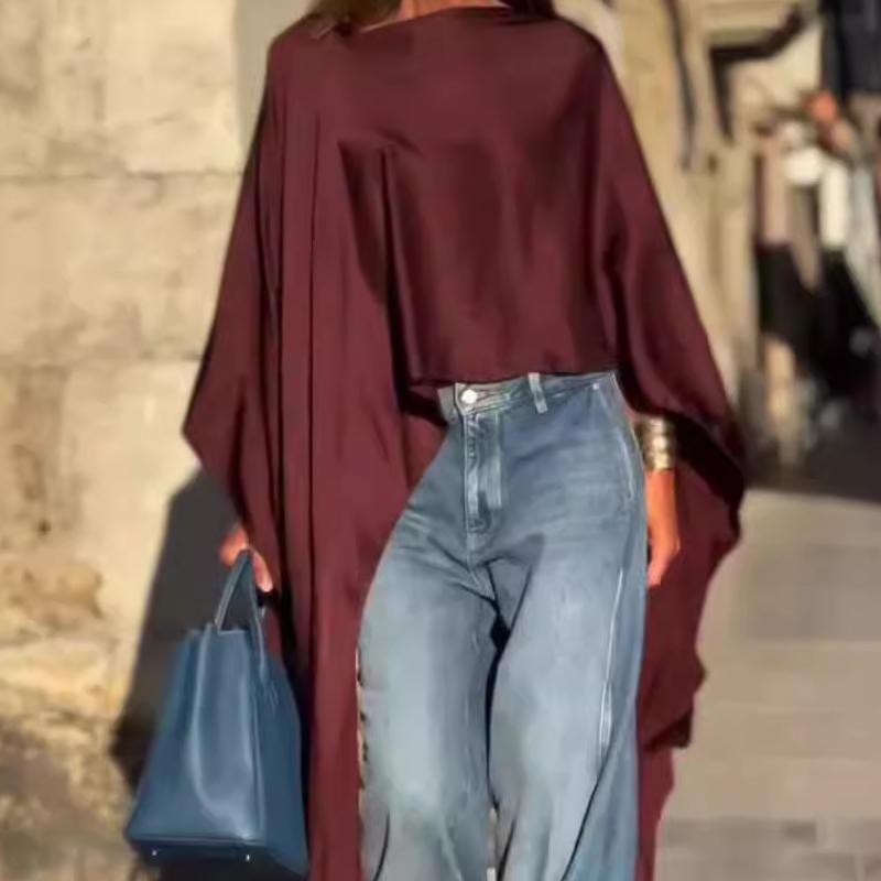 🍁Autumn Sale🍁Loose-Fitting Long Sleeve Top with Irregular Hem