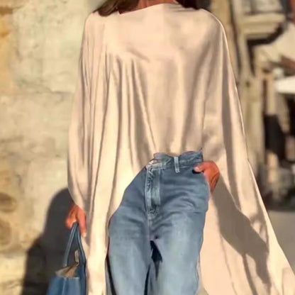 🍁Autumn Sale🍁Loose-Fitting Long Sleeve Top with Irregular Hem