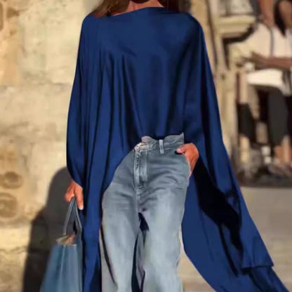 🍁Autumn Sale🍁Loose-Fitting Long Sleeve Top with Irregular Hem