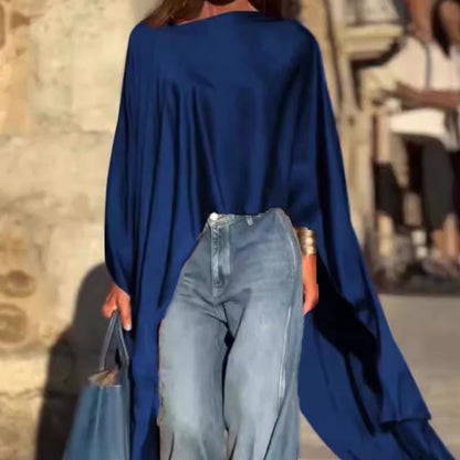 🍁Autumn Sale🍁Loose-Fitting Long Sleeve Top with Irregular Hem