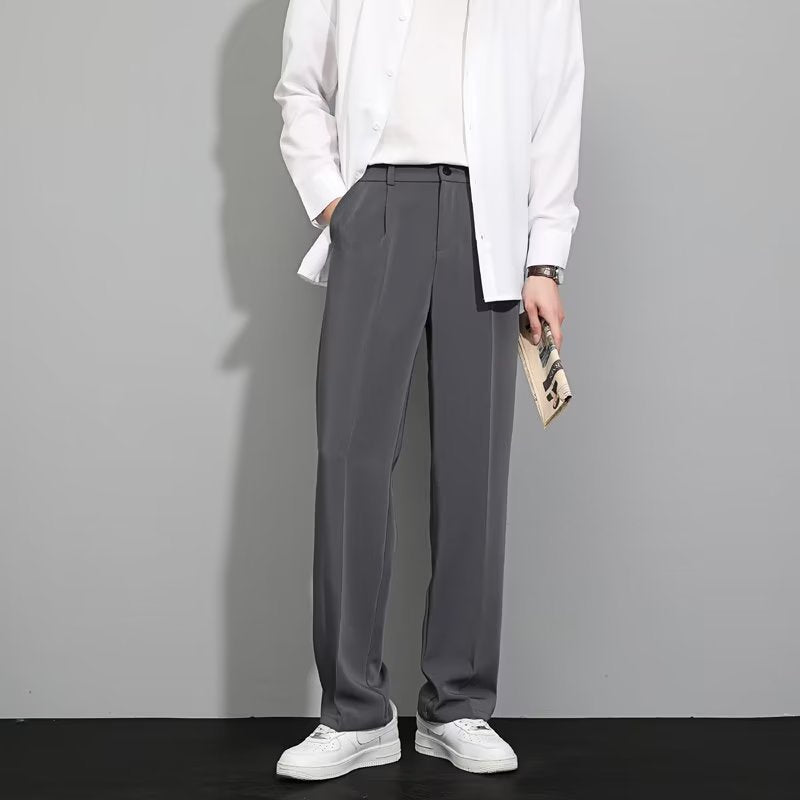 SPRING SUMMER ICE SILK STRAIGHT LEG PANTS