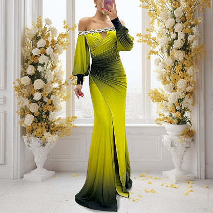 ✨New Arrival✨Women’s Gradient Off Shoulder Slit Long Dress