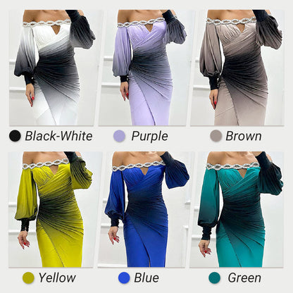 ✨New Arrival✨Women’s Gradient Off Shoulder Slit Long Dress