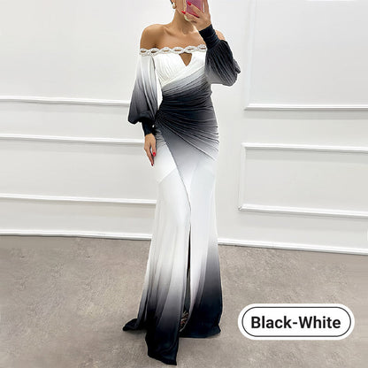 ✨New Arrival✨Women’s Gradient Off Shoulder Slit Long Dress
