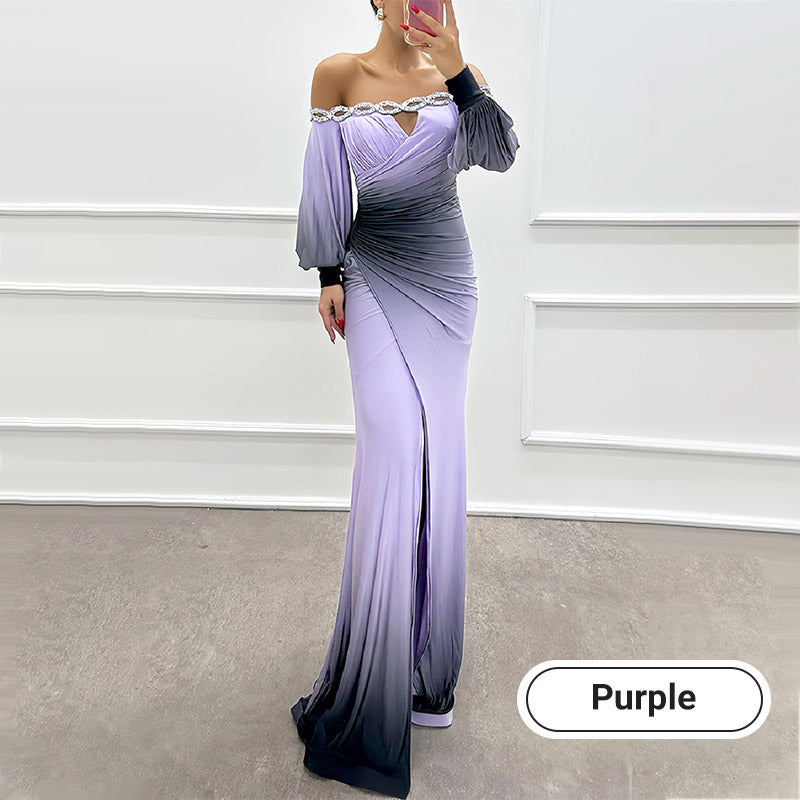✨New Arrival✨Women’s Gradient Off Shoulder Slit Long Dress