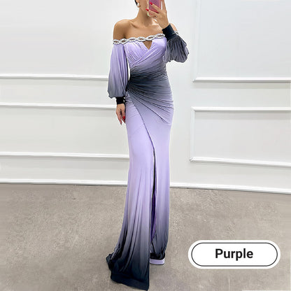 ✨New Arrival✨Women’s Gradient Off Shoulder Slit Long Dress