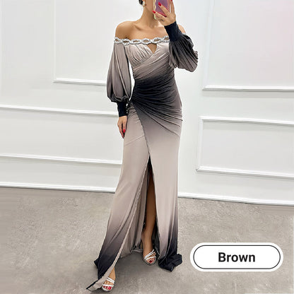 ✨New Arrival✨Women’s Gradient Off Shoulder Slit Long Dress