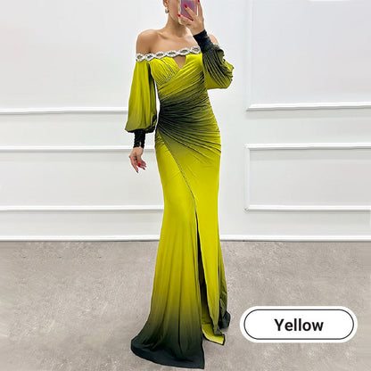 ✨New Arrival✨Women’s Gradient Off Shoulder Slit Long Dress