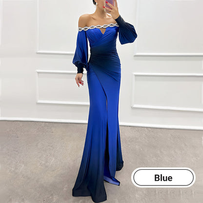 ✨New Arrival✨Women’s Gradient Off Shoulder Slit Long Dress