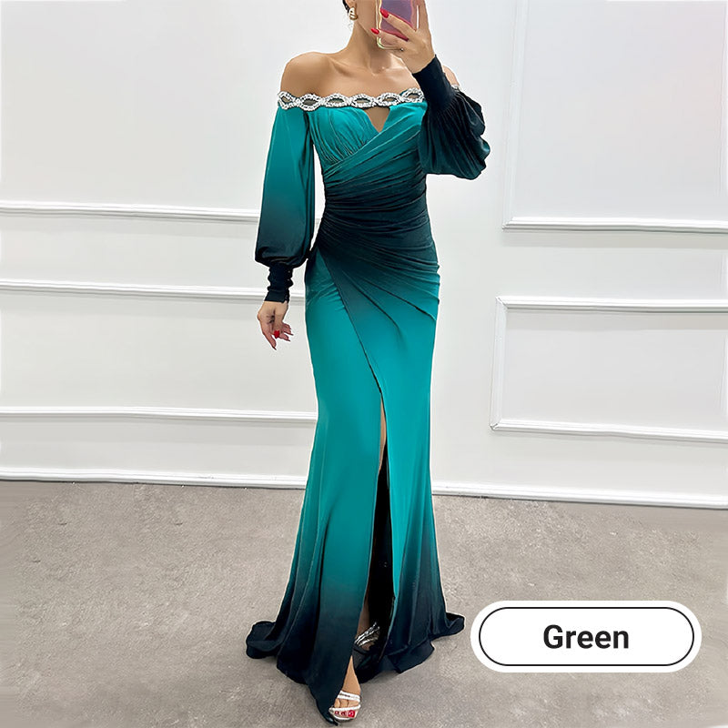 ✨New Arrival✨Women’s Gradient Off Shoulder Slit Long Dress