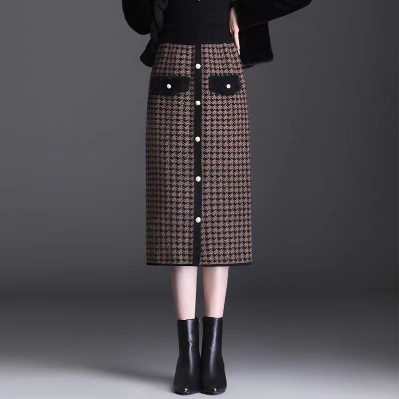 🍁Autumn New Releases🍁Plaid High-Waisted Midi Skirt With Front Buttons