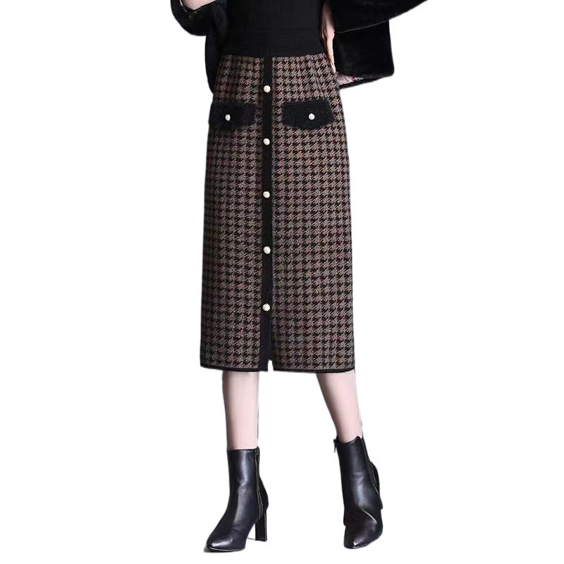 🍁Autumn New Releases🍁Plaid High-Waisted Midi Skirt With Front Buttons