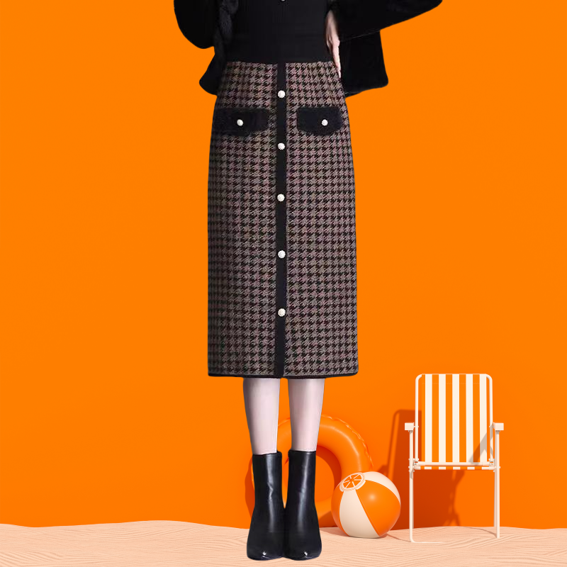 🍁Autumn New Releases🍁Plaid High-Waisted Midi Skirt With Front Buttons
