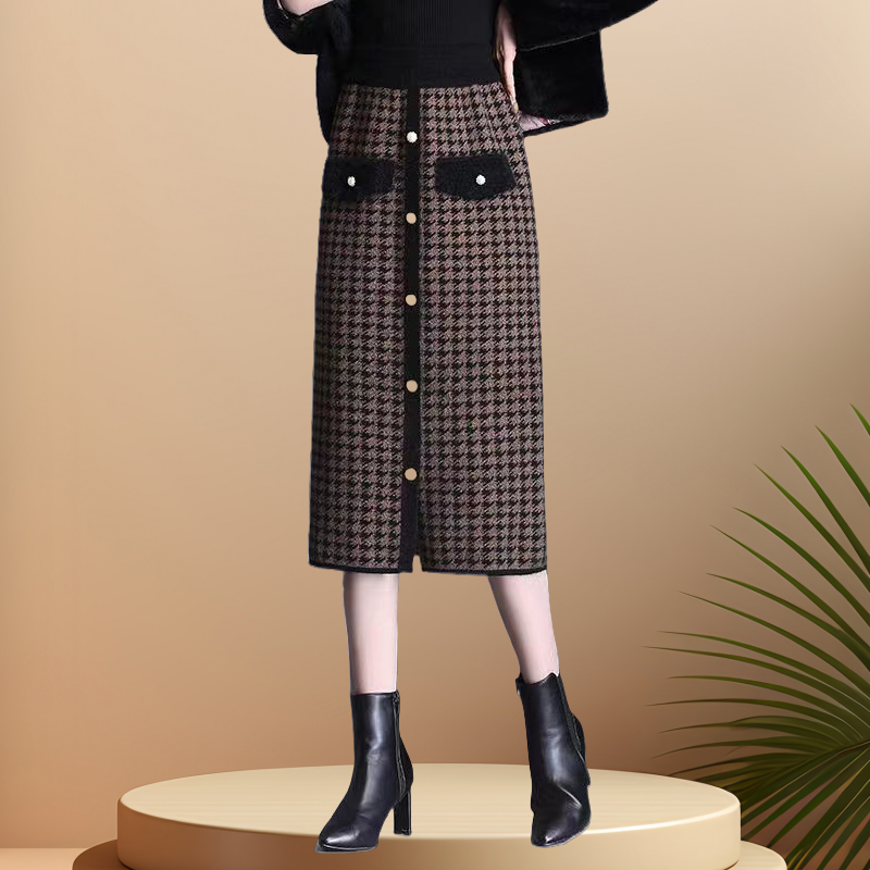 🍁Autumn New Releases🍁Plaid High-Waisted Midi Skirt With Front Buttons