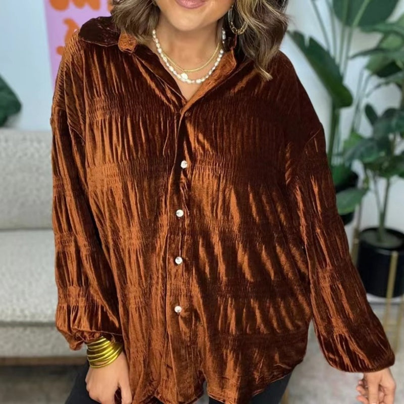 Women’s Trendy Casual Loose Fit Solid Color Blouse