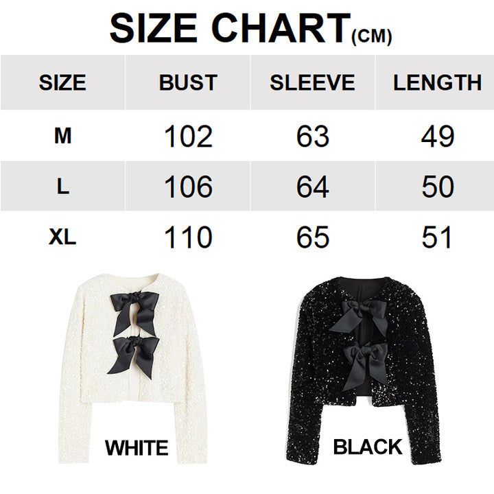 ✨New Arrival✨Gift Choice - Women's Tie Front Long Sleeve Sequin Short Jacket