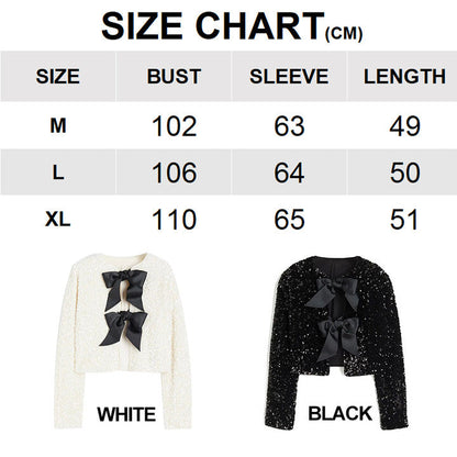 ✨New Arrival✨Gift Choice - Women's Tie Front Long Sleeve Sequin Short Jacket