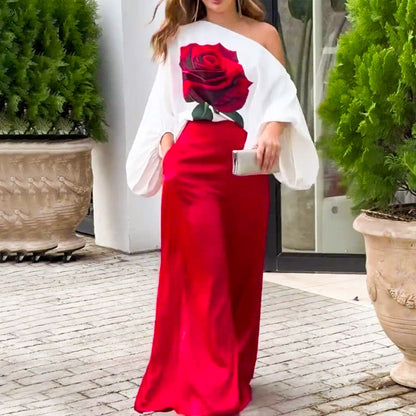 Women's Pants and Off-the-Shoulder Top Two-Piece Set