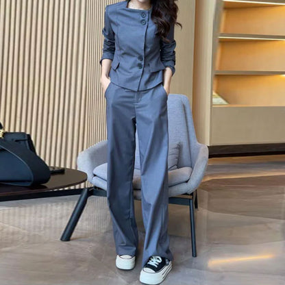 🔥HOT Sale🔥Comfortable Blazer and High Waist Pants Two-Piece Set